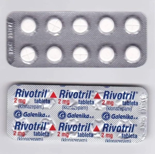 a close-up of a packet of Rivotril 2mg pills