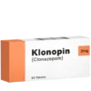 a white and orange box of Klonopin 2mg