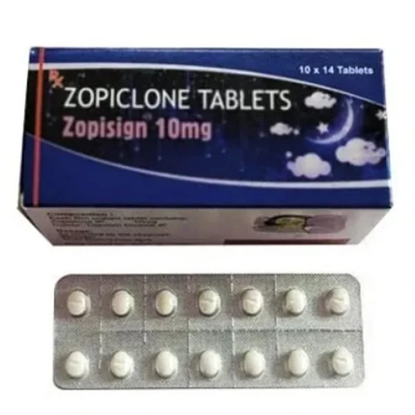 A box of Zopiclone 10mg with pills